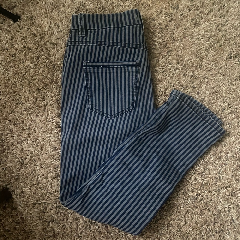 Free People Striped Blue Jeans